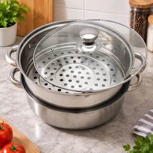 Olla Vaporera Multiuso de Doble Piso